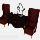 यूरोपीय लाल लकड़ी की मेज और कुर्सी