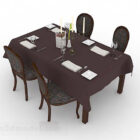 Mesa de jantar retrô Europeu marrom e cadeira