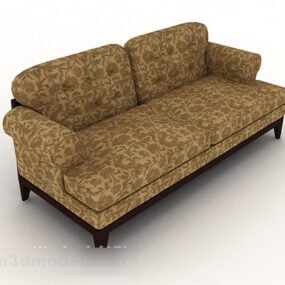 European Retro Brown Double Sofa 3d model