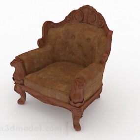 كرسي مفرد خشبي أوروبي نموذج ثلاثي الأبعاد