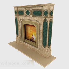 European Retro Fireplace 3d model