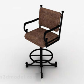 European Retro Iron Reception Chair 3d model