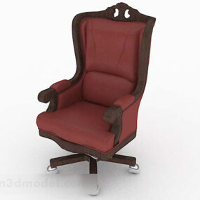 European Retro Red Lounge Chair 3d model
