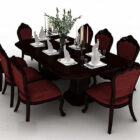 European Wooden Dining Table Chair Set