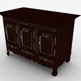 European Retro Wooden Office Cabinet 3d model
