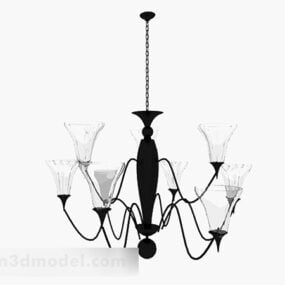 Mô hình 3d thiết kế đèn chùm đen trắng châu Âu