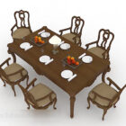 ヨーロッパのシンプルな茶色のテーブルと椅子