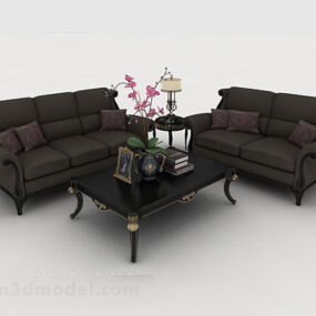 European Simple Gray Sofa 3d model