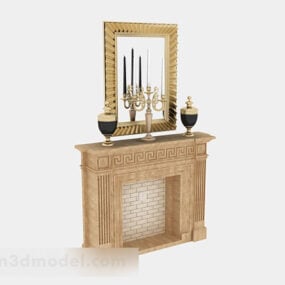 European Decorative Fireplace Design 3d model