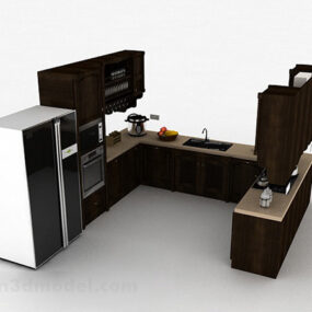 European U Shaped Wooden Design Cabinet 3d model