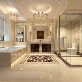 European Style Bathroom Chandeliers Interior 3d model