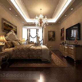 ヨーロピアンスタイルの寝室のインテリア3Dモデル