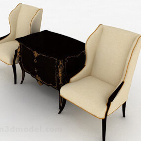 مدل سه بعدی صندلی خانگی بژ سبک اروپایی