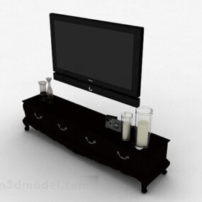 Ευρωπαϊκό μαύρο ανάγλυφο ντουλάπι τηλεόρασης 3d μοντέλο