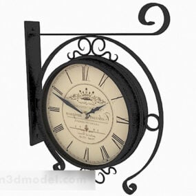 European Style Black Metal Clock 3d model