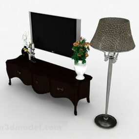 European Style Black Wooden Tv Cabinet 3d model