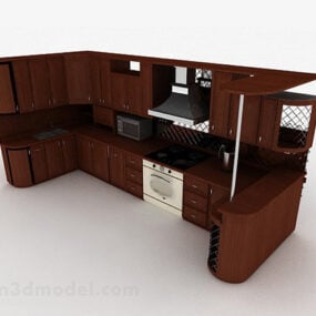 European U Shaped Kitchen Cabinet 3d model