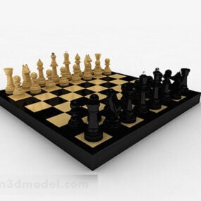 Modello 3d di scacchi europei in legno nero