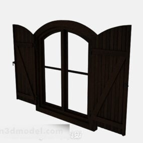 European Wooden 2 Storey Doors Windows 3d model