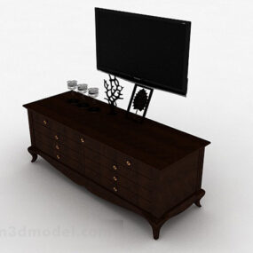 European Dark Brown Wooden Tv Locker 3d model