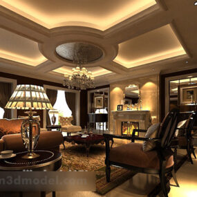 European Style Fireplace Interior 3d model