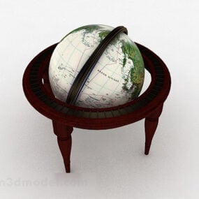 European Globe Wooden Stand 3d model