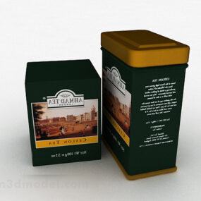 3д модель коробки для чая в зеленой упаковке