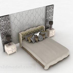 Model 3d Dinding Belakang Tempat Tidur Ganda Rumah Eropa