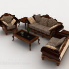 European Style Home Pattern Brown Sofa