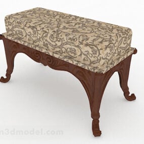 3d модель домашнього дивана табурета в європейському класичному стилі