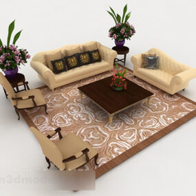 European Wooden Sofa 3d model