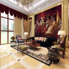 European Style Living Room Free Interior 3d model