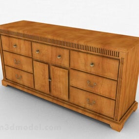 3д модель европейского деревянного многодверного шкафчика