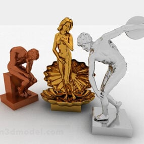 Personnage de sculpture en métal de style européen modèle 3D