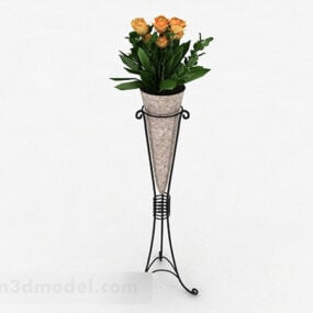 यूरोपीय शैली नारंगी फूल फूलदान 3डी मॉडल