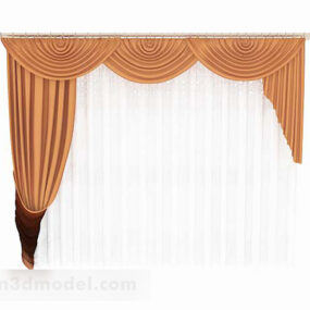 European Style Orange Home Curtains 3d model