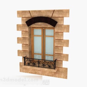 Europeisk stil utomhusfönster 3d-modell