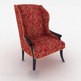 European Style Red Fabric Single Chair 3d model