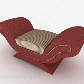 European Red Fabric Sofa Footstool 3d model