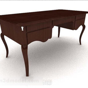European Style Simple Wooden Desk 3d model