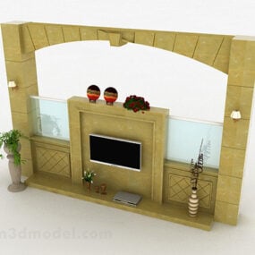 Evropská kamenná televizní stěna na pozadí 3D model