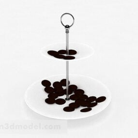 Europeisk vit 2-lagers dessertbricka 3d-modell