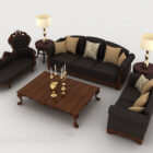 European Style Wooden Black Sofa