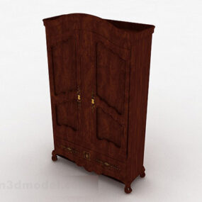 European Wardrobe Wooden Double Door 3d model