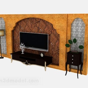 کابینت تلویزیون چوبی اروپایی مدل سه بعدی