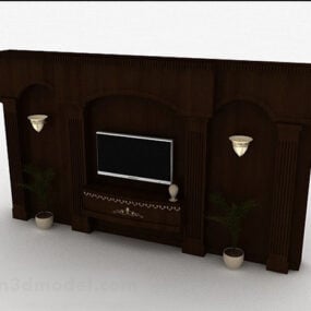 木製レリーフテレビ背景壁3Dモデル