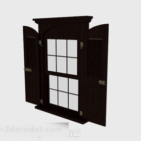 3d модель дерев'яних віконниць в європейському стилі