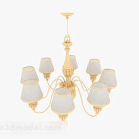 European Yellow Metal Ceiling Lamp 3d model