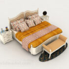 European Tiger Pattern White Double Bed