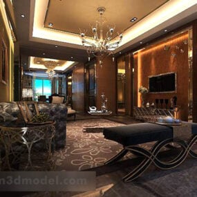 Europese villa woonkamer plafond interieur 3D-model